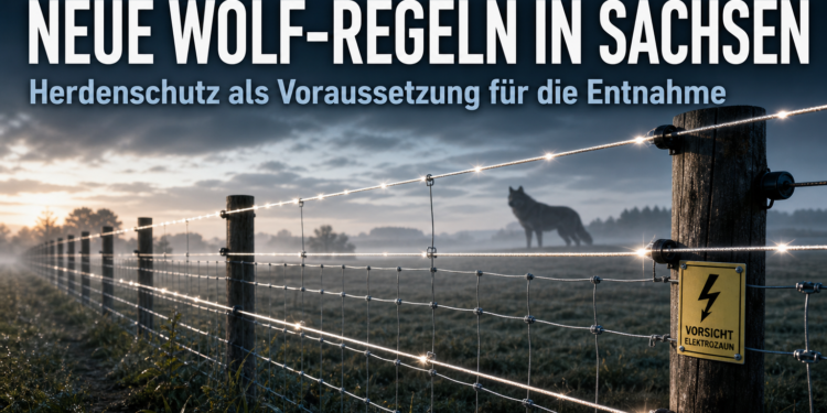 Wolfsentnahme Sachsen: Ein professionell gesicherter Weidezaun in Sachsen als Voraussetzung für eine rechtssichere Wolfsentnahme.