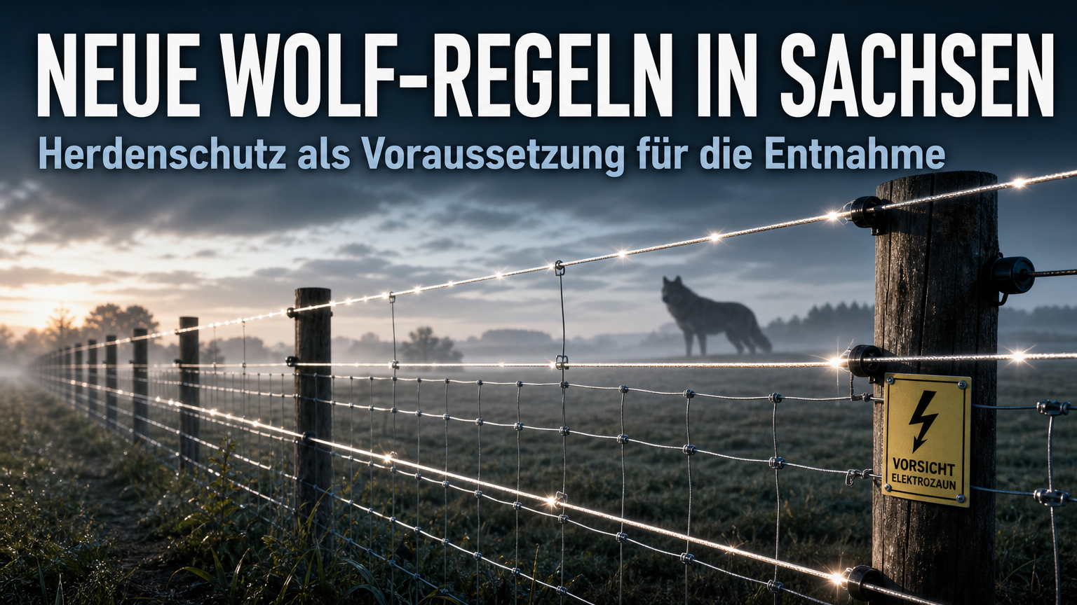 Wolfsentnahme Sachsen: Ein professionell gesicherter Weidezaun in Sachsen als Voraussetzung für eine rechtssichere Wolfsentnahme.