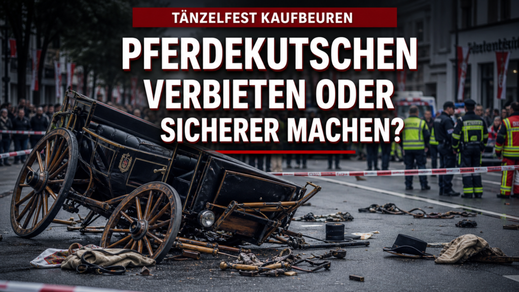 Pferdekutsche Unfall Tänzelfest: Umgekippte Pferdekutsche beim Tänzelfest in Kaufbeuren nach einem Unfall