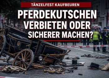 Pferdekutsche Unfall Tänzelfest: Umgekippte Pferdekutsche beim Tänzelfest in Kaufbeuren nach einem Unfall