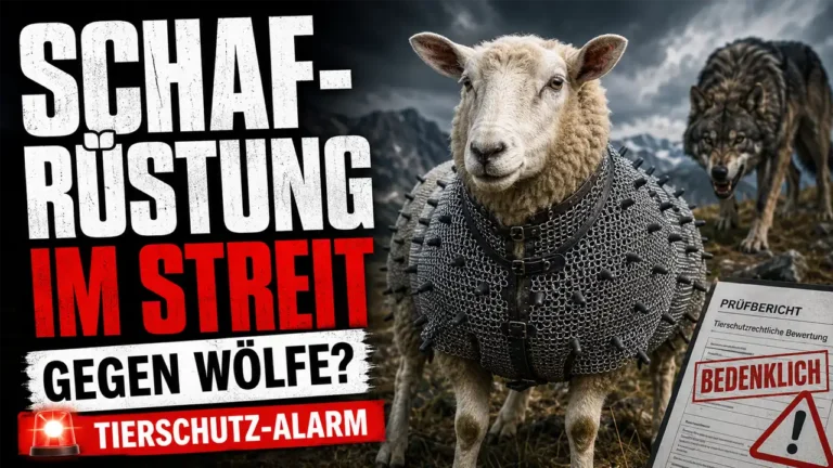 Kettenhemd für Schafe schützt ein Schaf vor einem angreifenden Wolf und steht wegen tierschutzrechtlicher Bedenken in der Kritik.