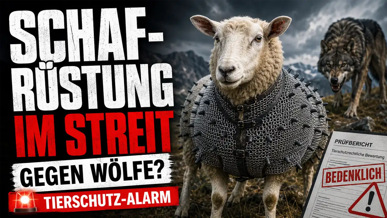 Kettenhemd für Schafe schützt ein Schaf vor einem angreifenden Wolf und steht wegen tierschutzrechtlicher Bedenken in der Kritik.