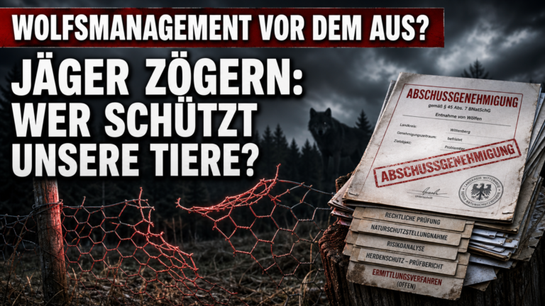 Ein zerrissener Weidezaun und eine behördliche Abschussgenehmigung symbolisieren die schwierige Wolfsentnahme Sachsen-Anhalt.
