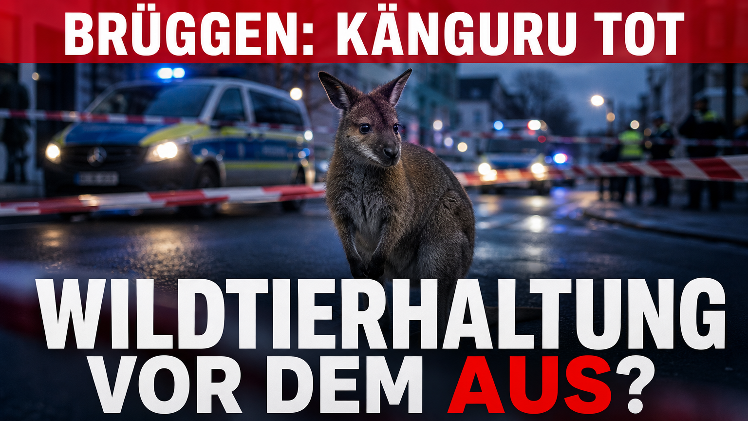 Ein verängstigtes Wallaby in einer städtischen Umgebung als Anlass für die Debatte um ein Wildtierhaltung Verbot.