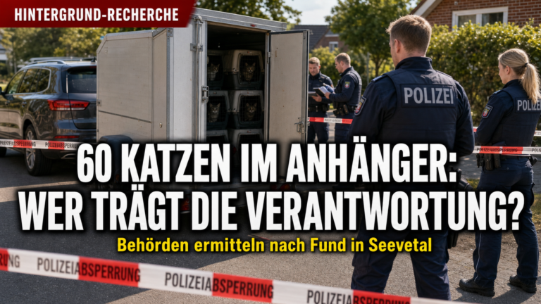 Polizeieinsatz in Seevetal, nachdem 60 Katzen in Anhänger gefunden wurden.
