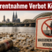 Ein ausgetrocknetes Flussbett in der Region Köln verdeutlicht das aktuelle Wasserentnahme Verbot Köln.