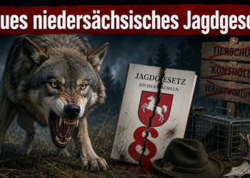 niedersächsisches Jagdgesetz: Ein Wolf im dunklen Wald als Symbol für die kontroversen Debatten um das neue niedersächsische Jagdgesetz.