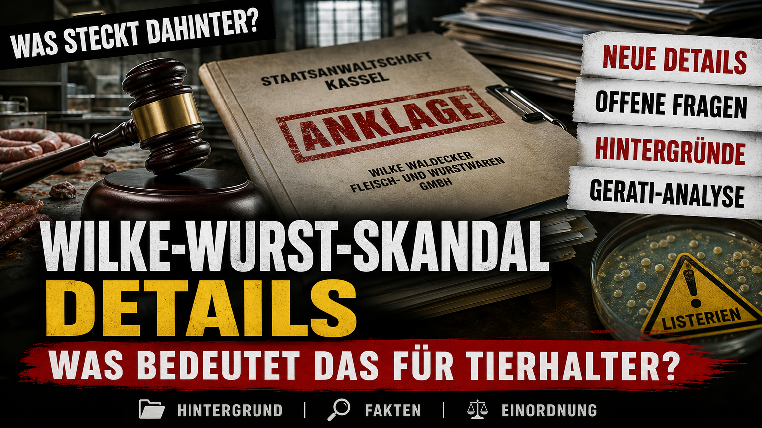 Ein Richterhammer und offizielle Dokumente zum Wilke-Wurst-Skandal vor dem Landgericht Kassel.