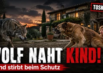52 Wolfsangriff Toskana: Familienhund schützt ein Kleinkind vor einem herannahenden Wolf.
