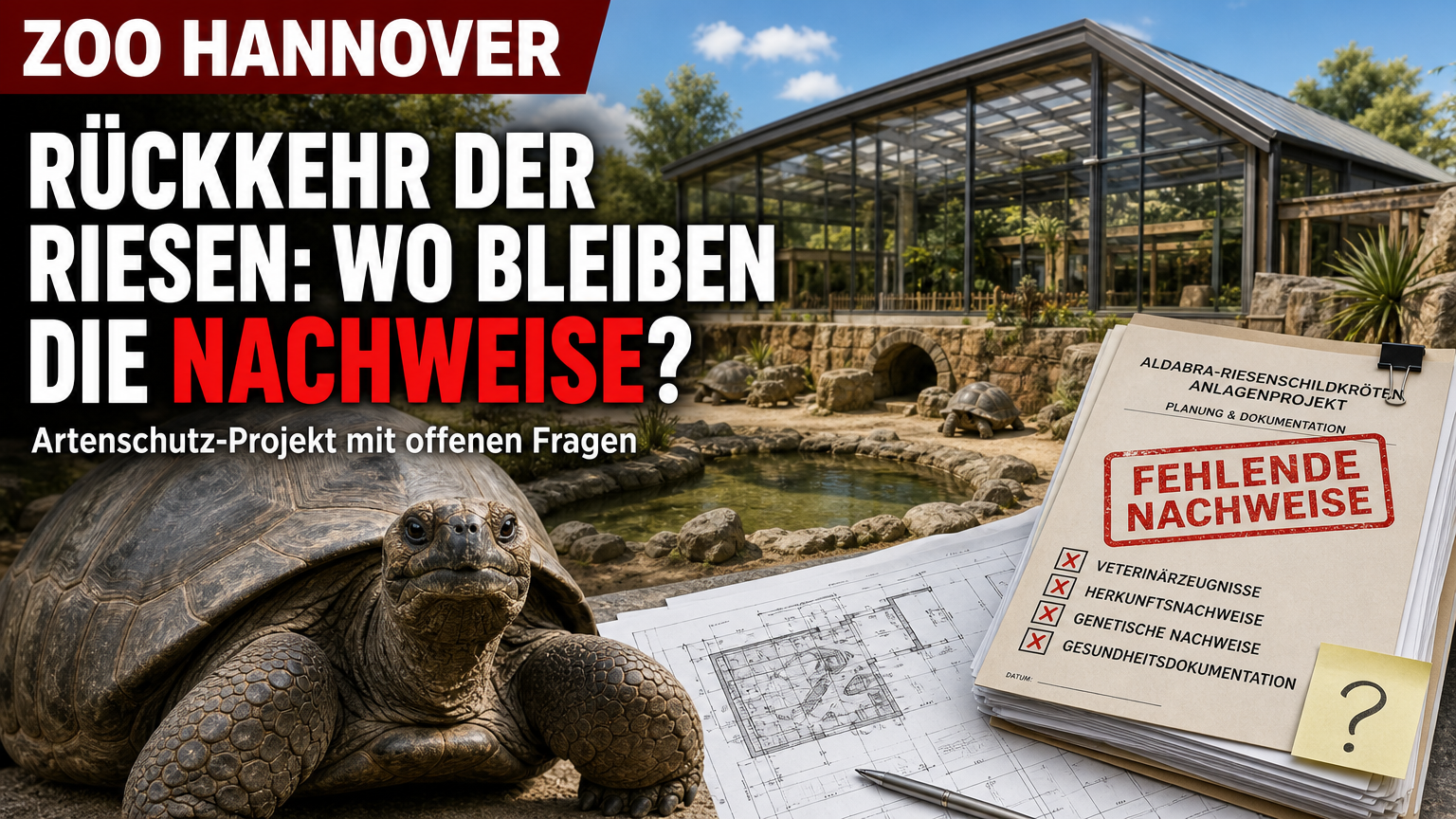 Eine Aldabra-Riesenschildkröten Zoo Hannover Visualisierung vor dem neuen Reptilium-Bauprojekt.