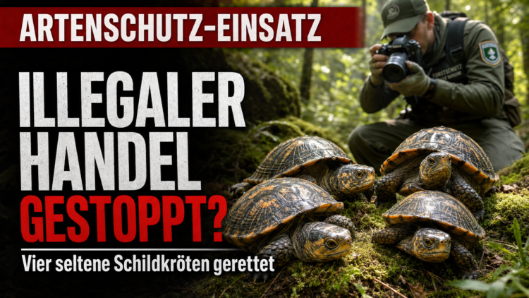 Vier gerettete Sandschildkröten Cuora mouhotii im Rahmen einer behördlichen Aktion für den Artenschutz Vietnam.
