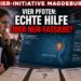 Ein Freiwilliger prüft Informationen zur neuen Ortsgruppe Vier Pfoten Magdeburg auf einem digitalen Interface.