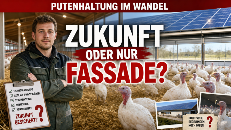 29-jähriger Putenhalter investiert in Haltungsform 3 – Transparenz und politische Unsicherheit 32 Landwirt Fabian Schwarz in einem modernen Putenstall, der für eine zukunftsorientierte Putenhaltung steht.
