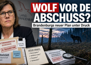Brandenburgs Wolfsmanagement: Mittelstädt will „schadenstiftende“ Wölfe entnehmen – Debatte um Zahlen, Prävention und rechtssichere Regeln 14 Agrarministerin Hanka Mittelstädt und ein Wolf im Kontext der Debatte um den neuen Wolfsmanagementplan Brandenburg.
