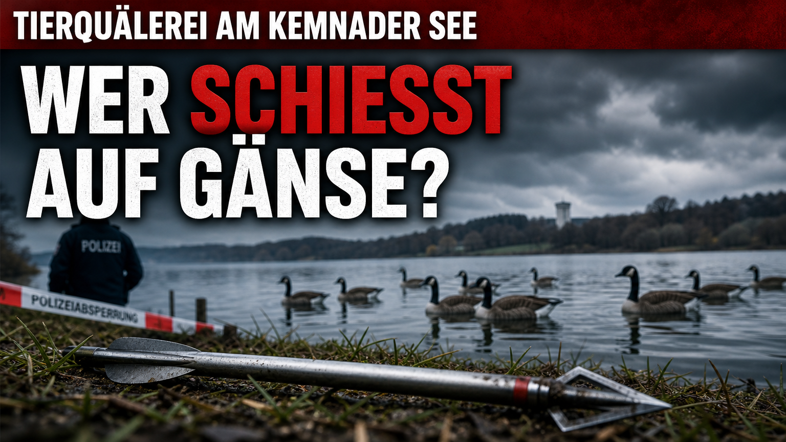 Ein am Ufer des Kemnader See sichergestellter Armbrustpfeil als Beweismittel im Fall der Tierquälerei Kemnader See.