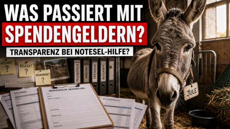Die zertifizierte Notesel-Pflegestelle Heusenstamm von Jana Holecek bei der Dokumentation der Esel-Rehabilitation.