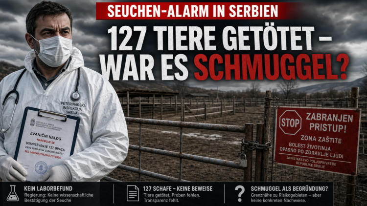 127 Schafe und Lämmer in Serbien getötet – Minister nennt Schmuggel als mögliche Ursache 34 Ein Veterinär bei der Kontrolle nach dem Ausbruch der Schaf- und Ziegenpocken Serbien auf einem betroffenen Bauernhof.