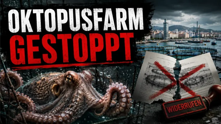 Oktopusfarm auf Gran Canaria gestoppt: PETA feiert – doch Behördenauflagen waren entscheidend 31 Oktopus vor einer industriellen Aquakulturanlage: Die Oktopusfarm auf Gran Canaria wurde nach Umweltauflagen und Kritik gestoppt.
