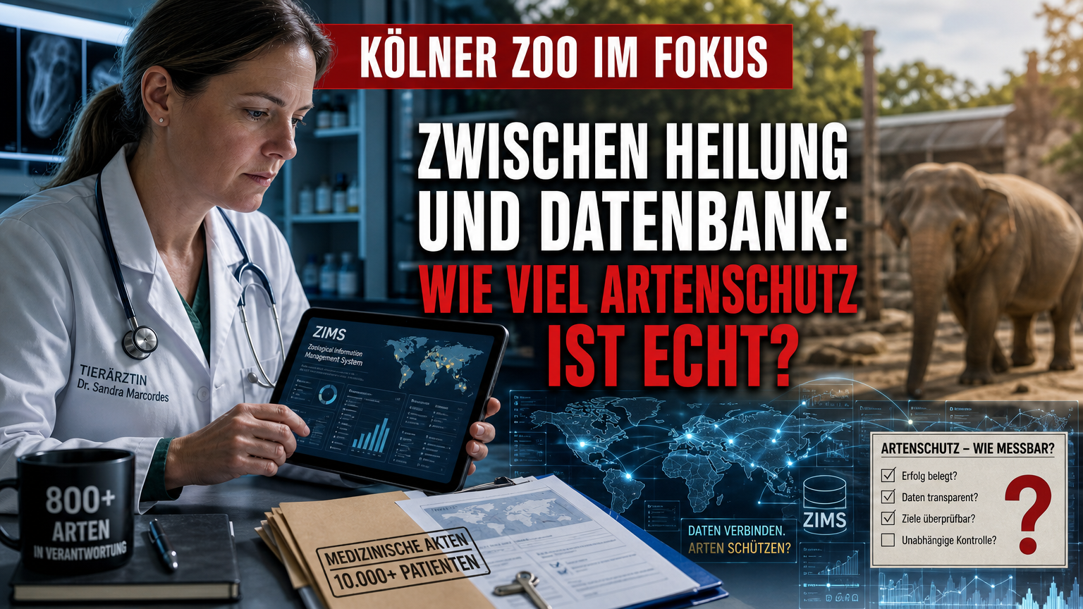 Die leitende Tierärztin Kölner Zoo, Sandra Marcordes, bei der Analyse medizinischer Daten für den Artenschutz.
