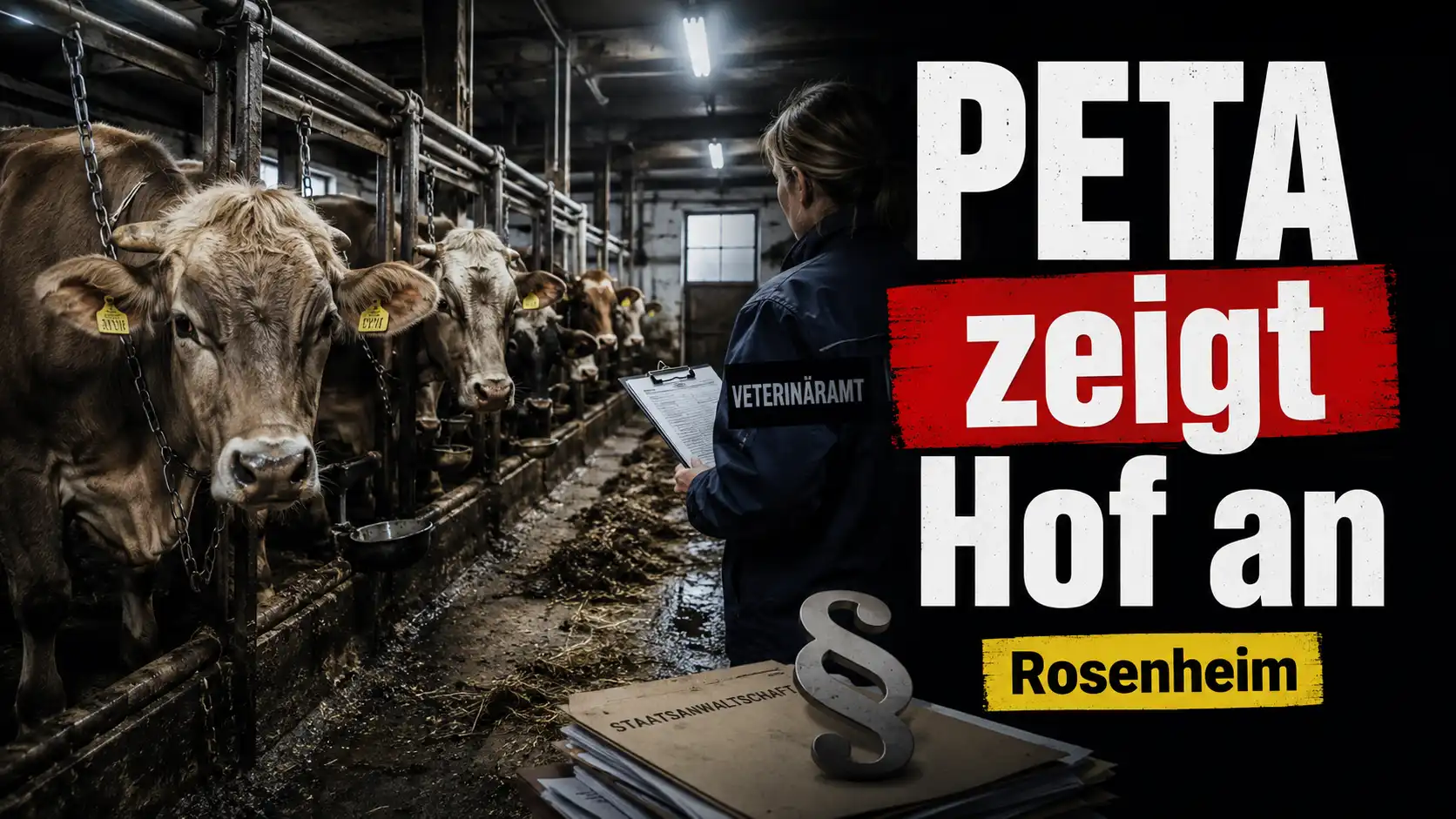 PETA-Anzeige gegen Rinderhalter im Landkreis Rosenheim: Angebundene Rinder im Stall und Kontrolle durch das Veterinäramt.