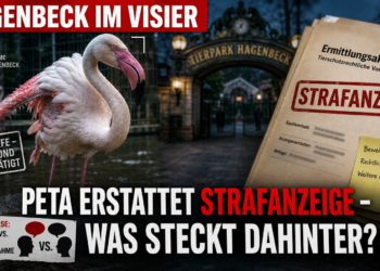 Ein Flamingo im Tierpark Hagenbeck und eine Strafanzeige von PETA als Symbol für die aktuelle Debatte um den Tierpark Hagenbeck Tierschutz.