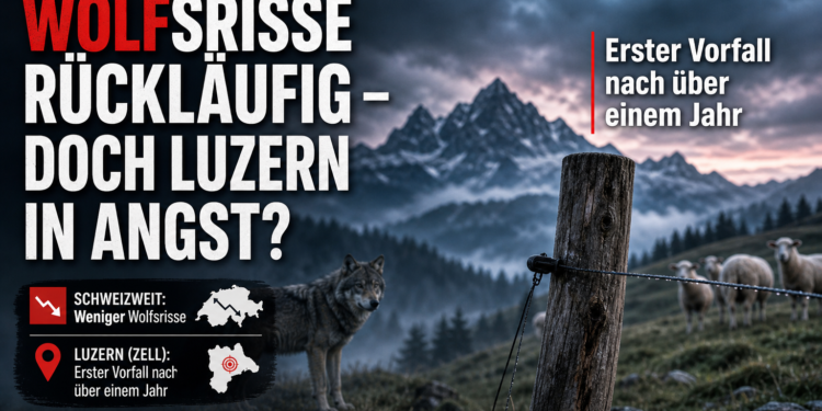 Ein symbolischer Weidezaun in den Schweizer Alpen als Schutzmassnahme gegen Wolfsrisse Schweiz.
