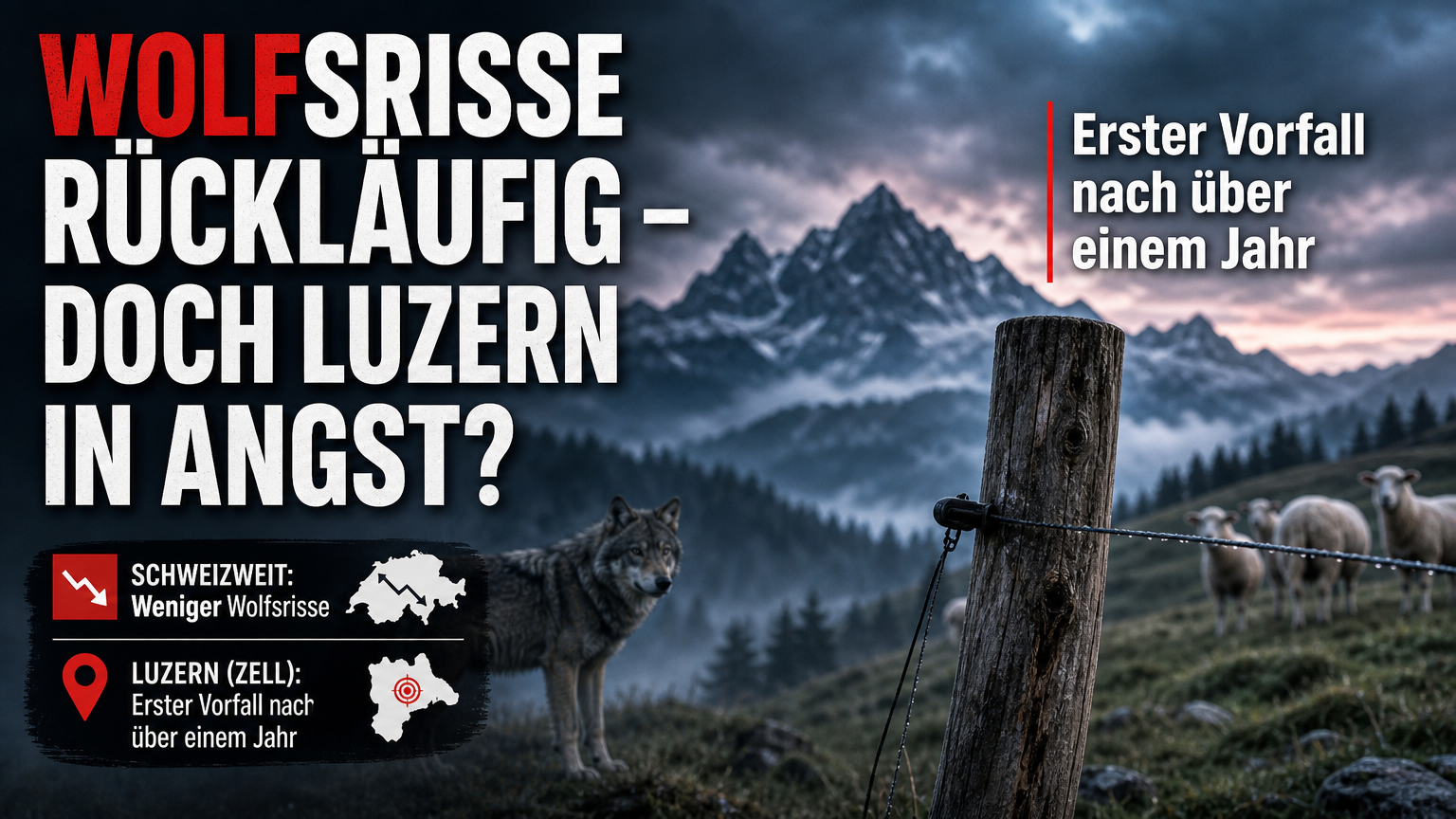 Weniger Wolfsrisse in der Schweiz – Luzern bleibt mit einem Einzelfall Ausnahme 1 Ein symbolischer Weidezaun in den Schweizer Alpen als Schutzmassnahme gegen Wolfsrisse Schweiz.