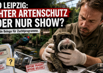 Ein Tierpfleger bei der medizinischen Untersuchung eines Schnurrbarttamarins im Rahmen der Zoo Leipzig Tierpflege.