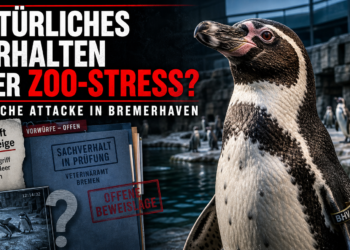 Tod von Pinguin „Linkspfeil“ im Zoo am Meer: PETA nutzt verstörendes Video für grundsätzliche Zooforderungen 16 Titelbild zum Artikel „Pinguin Linkspfeil im Zoo am Meer“: Ein Humboldtpinguin steht im Vordergrund, während im Hintergrund weitere Pinguine im Gehege und Besucher zu sehen sind.