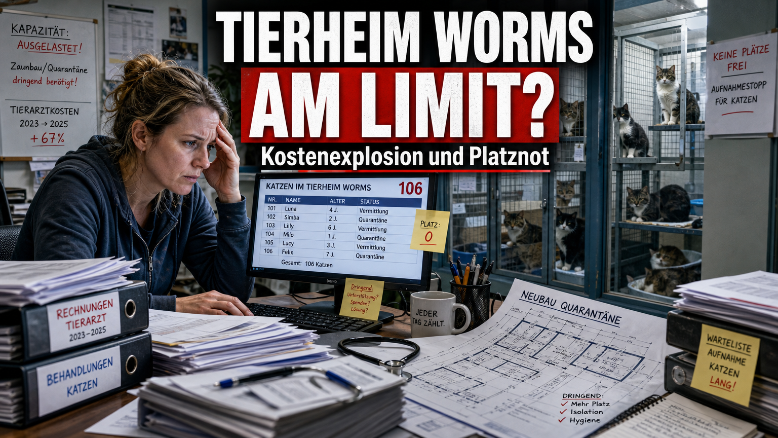 Tierheim Worms unter Druck: Hohe Tierarztkosten und 106 Katzen 1 08 08 2026 03 50 tierheim worms finanzielle belastung tierarztkosten titelbild