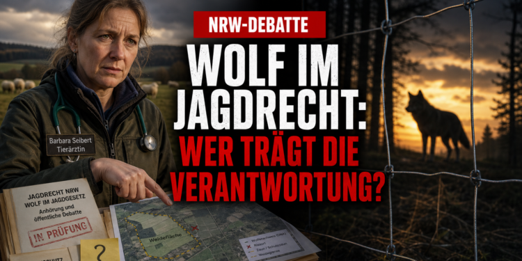 Tierärztin aus Werne hinterfragt neue Wolfsregelung NRW: „Weisen Sie das erst mal nach“ 11 Wolfsregelung NRW: Tierärztin Barbara Seibert vor Weidefläche und Wolf hinter Schutzzaun zur Debatte um das Jagdrecht.