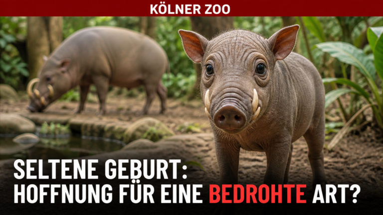 Sulawesi-Hirscheber Kölner Zoo: Muttertier mit Ferkel Peri im naturnahen Gehege des Kölner Zoos.