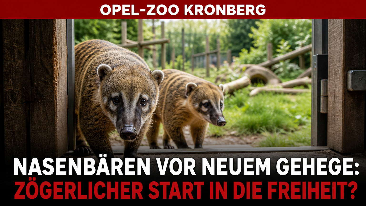 Nasenbären Opel-Zoo: Die Nasenbären Bruno und Maja erkunden vorsichtig ihr neues Freigelände im Opel-Zoo.
