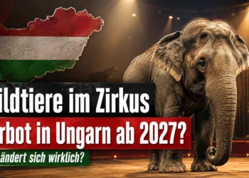 Wildtiere im Zirkus in Ungarn: Verbot bestimmter Arten ab 2027 geplant 15 Wildtiere im Zirkus Ungarn: Titelbild mit Elefant in einer Zirkusmanege, Ungarn-Karte und Hinweis auf das geplante Verbot ab 2027.