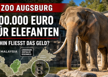 Ein majestätischer Elefantenbulle im Elefantenhaus beim Elefanten-Tag im Zoo Augsburg.