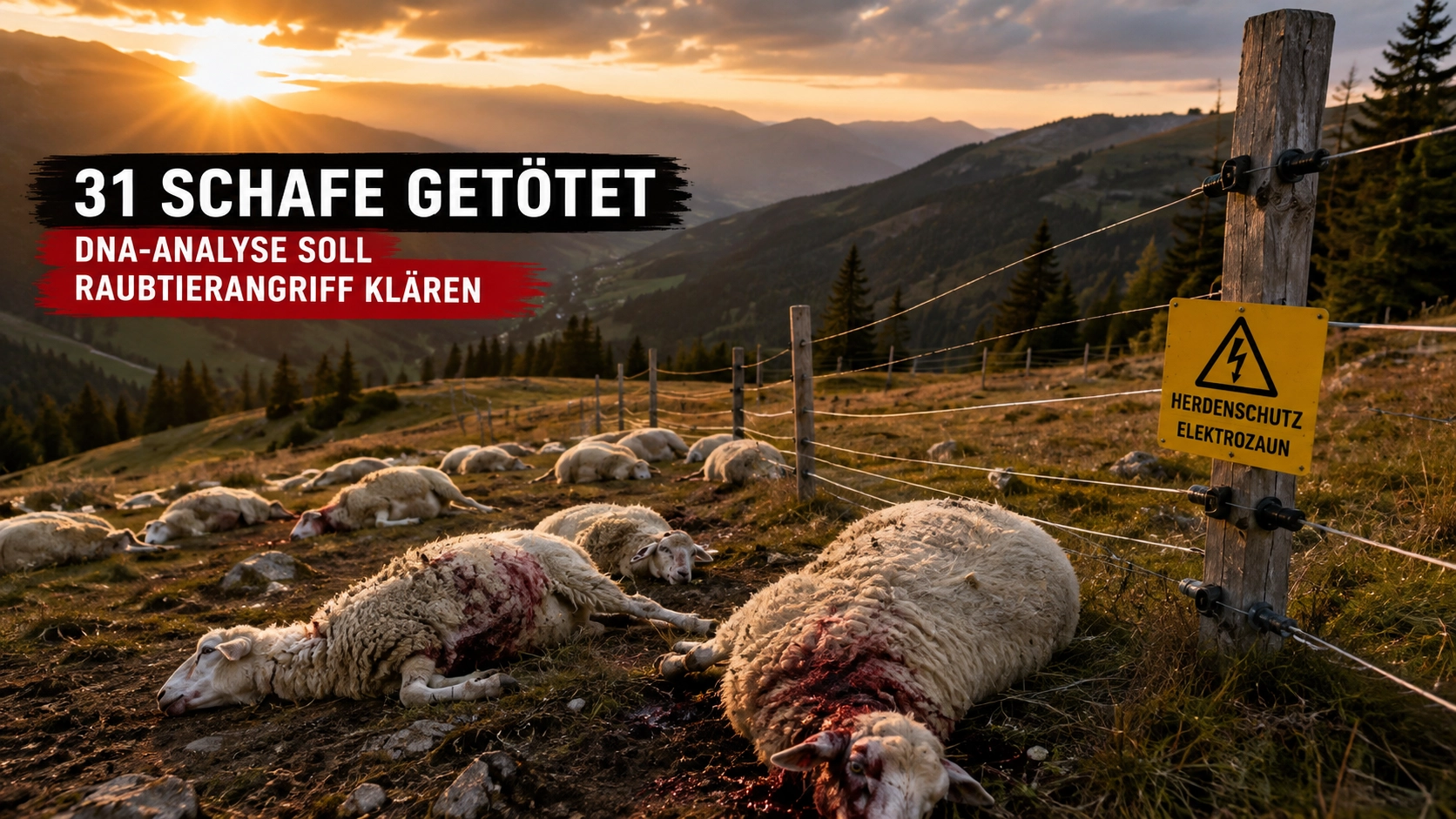 31 Schafe im Grenzgebiet getötet: War es ein Wolf? DNA-Analyse soll Raubtierangriff klären 1 Gib mir für dieses Titelbild einen Alternativtext, Titel, Untertitel, und eine Bildbeschreibung aus. Achte das jeweils das Fokuskeyword enthalten ist.