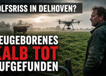 Dormagen: Totes Kalb gibt Rätsel um Wolfsangriff auf 13 Ein besorgter Landwirt auf einer nebligen Weide bei der Suche nach der Ursache für den Wolfsverdacht nach Kalbtod in Dormagen.