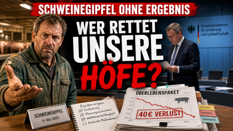 Schweinegipfel Alois Rainer: Ein besorgter Landwirt konfrontiert die Politik beim Schweinegipfel mit Alois Rainer aufgrund der existenzbedrohenden Lage der Schweinehalter.