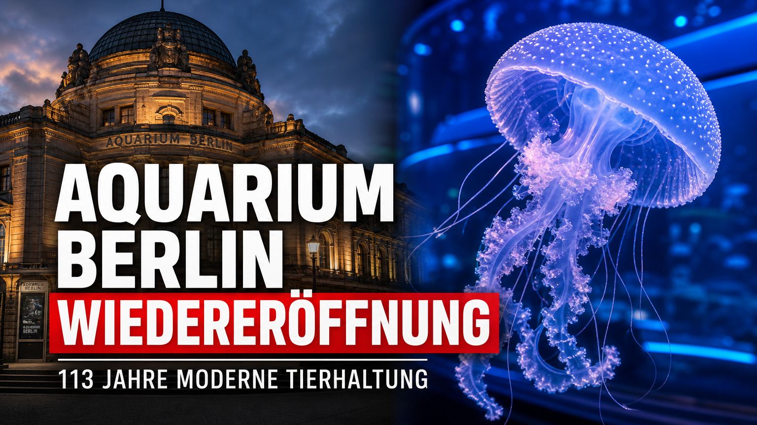 Die Wiedereröffnung Aquarium Berlin 2026 zeigt die historische Fassade kombiniert mit moderner Quallenzucht nach der umfassenden Modernisierung.