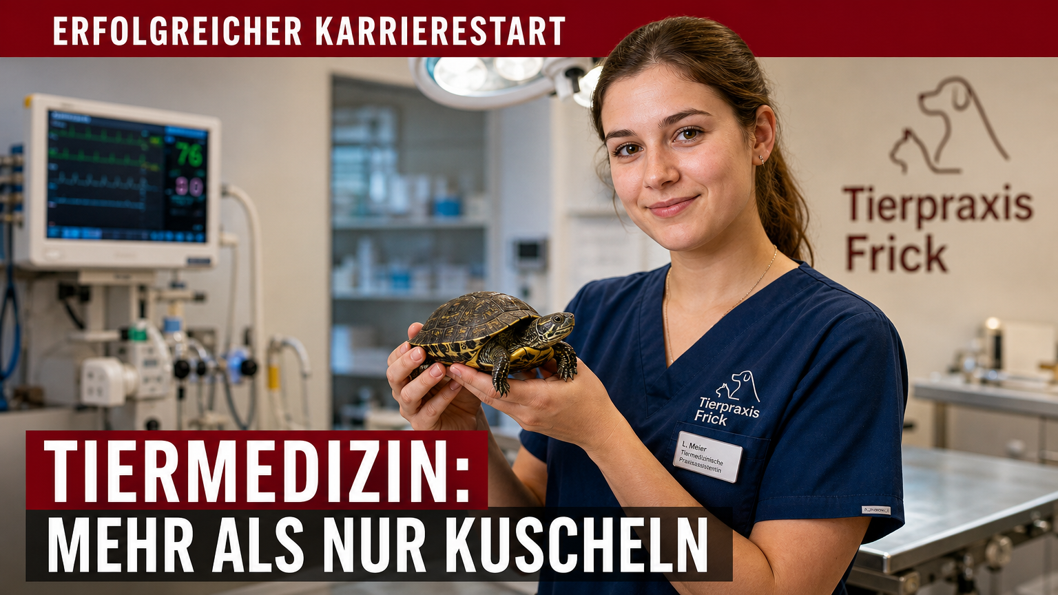 Ana Ayala Pérez bei ihrer Ausbildung zur Tiermedizinischen Praxisassistentin in einer modernen Tierarztpraxis.
