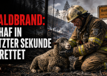 Waldbrand bei Waldaschaff: Einsatzkräfte retten verletztes Schaf aus dem Wald 16 Ein Feuerwehrmann rettet ein verletztes Schaf nach dem verheerenden Waldbrand bei Waldaschaff.