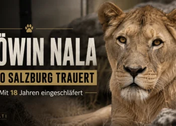 Zoo Salzburg: Löwin Nala mit 18 Jahren nach unheilbarer Nierenerkrankung eingeschläfert 13 Löwin Nala Zoo Salzburg: Titelbild zeigt die 18-jährige Löwin Nala in einem würdevollen Porträt vor dunklem Hintergrund mit Trauerhinweis.
