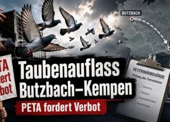 Taubenauflass von Butzbach nach Kempen geplant – PETA fordert Verbot 30 PETA fordert Verbot: Brieftauben starten beim geplanten Taubenauflass von Butzbach nach Kempen, während die Prüfung durch die Veterinärbehörde thematisiert wird.