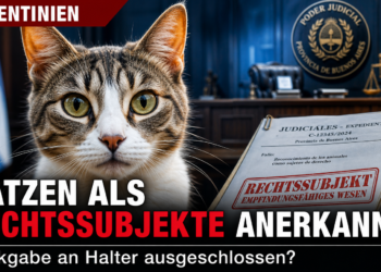 Rawson: Justiz soll 23 gerettete Katzen als Rechtssubjekte anerkannt haben 17 Eine gerettete Katze vor einem Gerichtshintergrund symbolisiert die juristische Anerkennung von 23 Katzen als Rechtssubjekte in Argentinien.