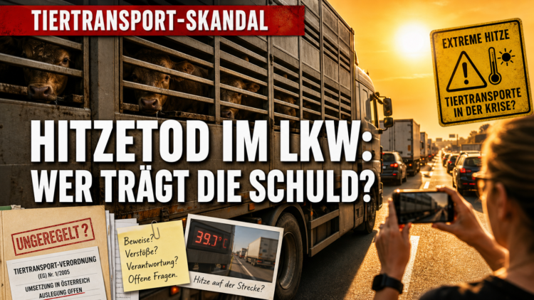 Tiertransporte bei Hitze: Warum Tierschützer ein Verbot ab 25 Grad fordern 31 Ein moderner Viehtransporter steht bei extremer Hitze im Stau, während ein Beobachter die Tiertransporte bei Hitze dokumentiert.