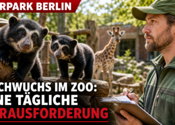 Tiernachwuchs im Zoo Berlin und Tierpark Berlin: Brillenbären, Giraffen & Co. 41 Tierpfleger beobachtet den Tiernachwuchs im Zoo Berlin und Tierpark Berlin bei der Erkundung des Geheges.
