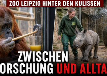 Zoo Leipzig Verhaltensforschung: Einblicke in Tierpflege und Zooalltag 15 Orang-Utan Dokana bei der Zoo Leipzig Verhaltensforschung und Tierpflege im direkten Vergleich mit einem Nashorn-Baby.