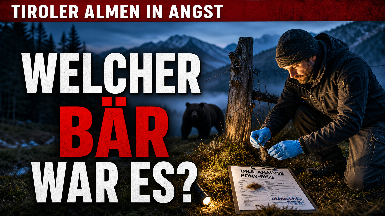DNA-Analyse Bärenangriff Tirol: Ein forensischer Ermittler untersucht Beweise bei einer DNA-Analyse nach einem Bärenangriff in Tirol.