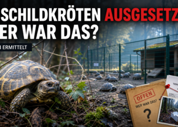 Eine gerettete Griechische Landschildkröte in einer natürlichen Umgebung, nachdem 18 Schildkröten in Bottrop ausgesetzt wurden.