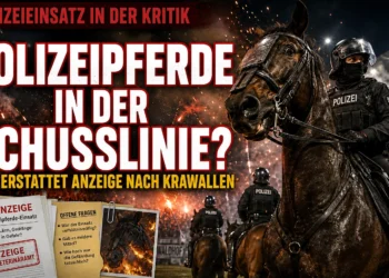 PETA Polizeipferde Mannheim – Polizeipferd und Reiterstaffel bei Ausschreitungen nach dem Waldhof-FCK-Derby.
